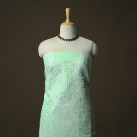 Green - lucknowi hand embroidered cotton chikankari 3pc