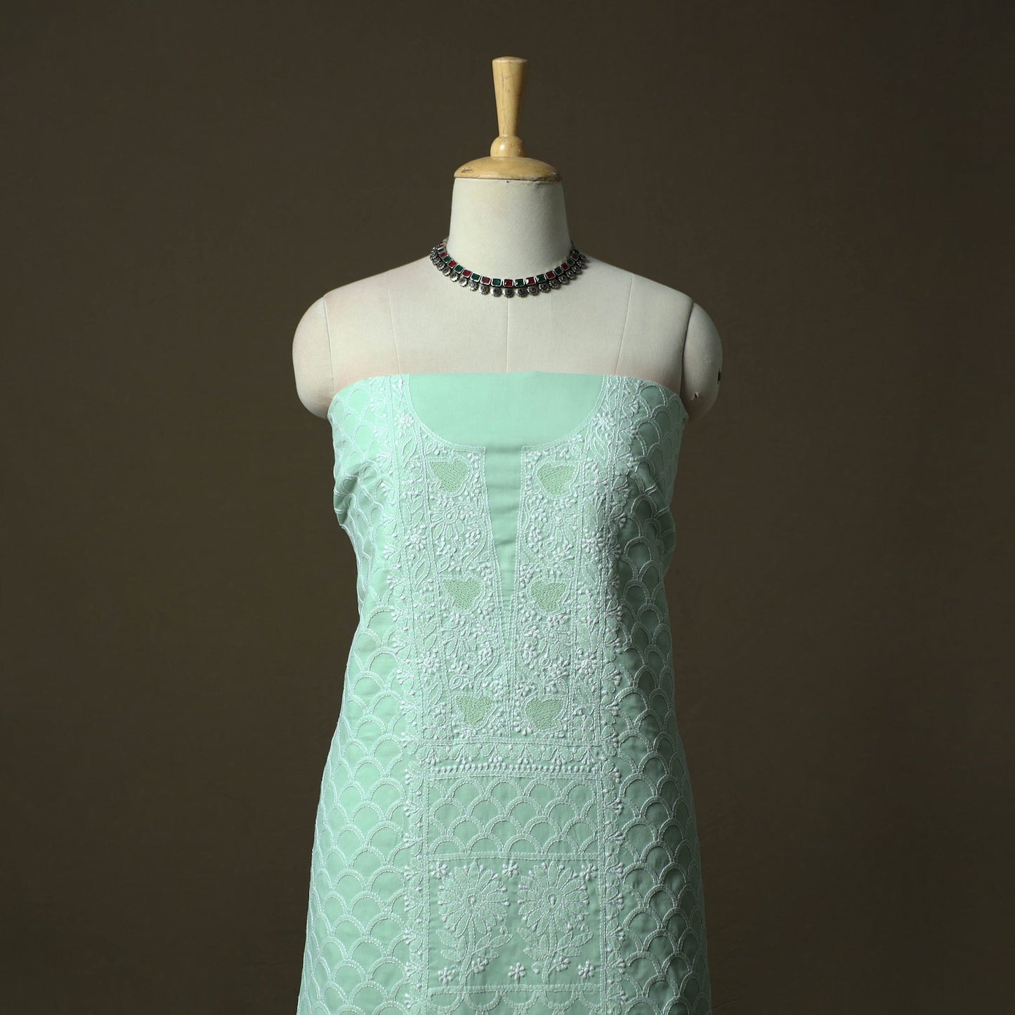 Lucknowi hand embroidered cotton chikankari 3pc unstitched