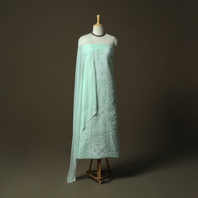 Lucknowi hand embroidered cotton chikankari 3pc unstitched