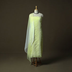 Green - lucknowi hand embroidered cotton chikankari 3pc