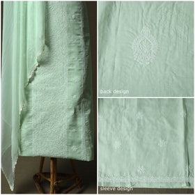 Green - lucknowi hand embroidered cotton chikankari 3pc