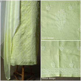 Green - lucknowi hand embroidered cotton chikankari 3pc