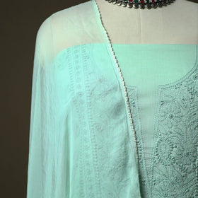 Green - lucknowi hand embroidered cotton chikankari 3pc