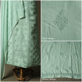 Green - lucknowi hand embroidered cotton chikankari 3pc