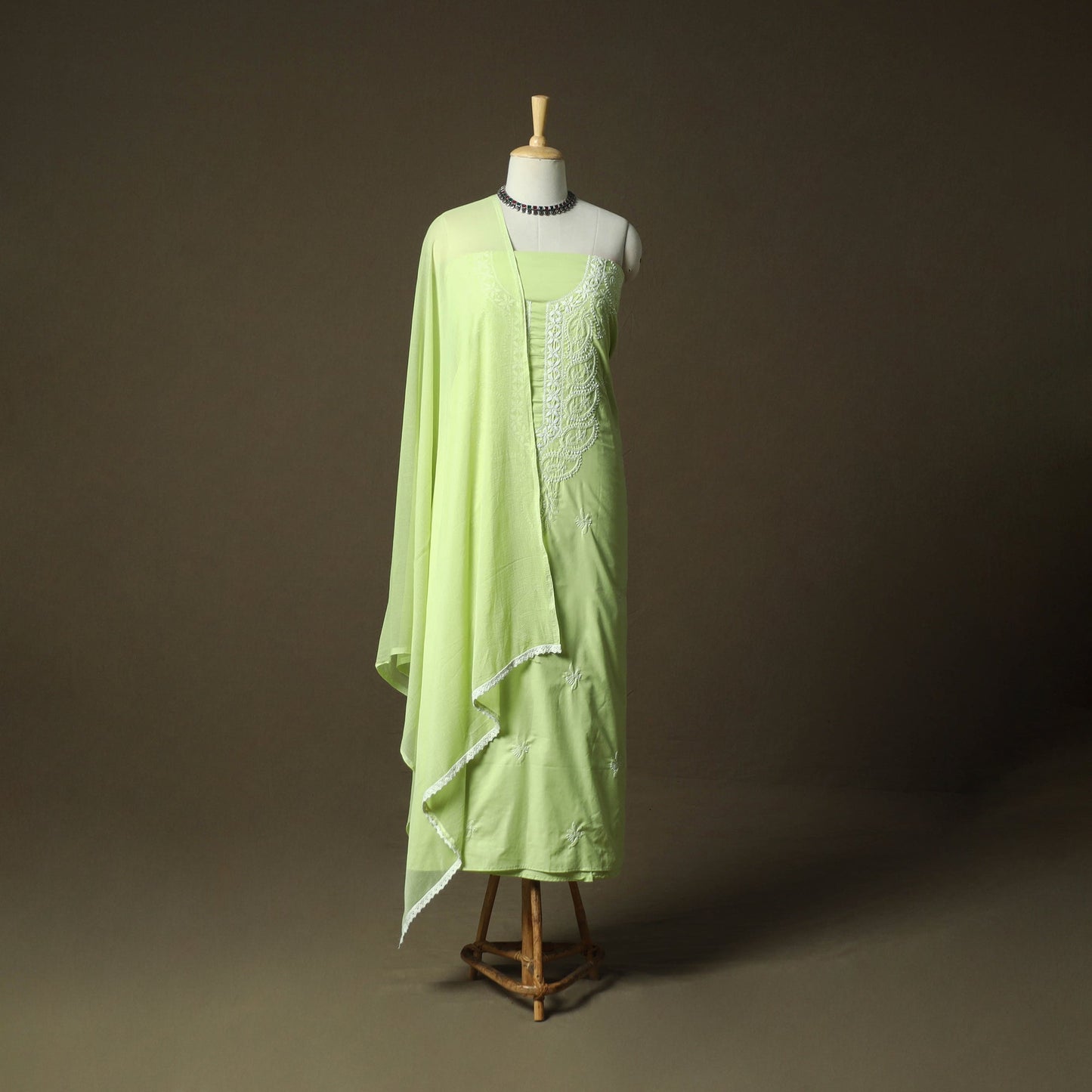 Lucknowi hand embroidered cotton chikankari 3pc unstitched