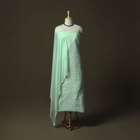 Green - lucknowi hand embroidered cotton chikankari 3pc