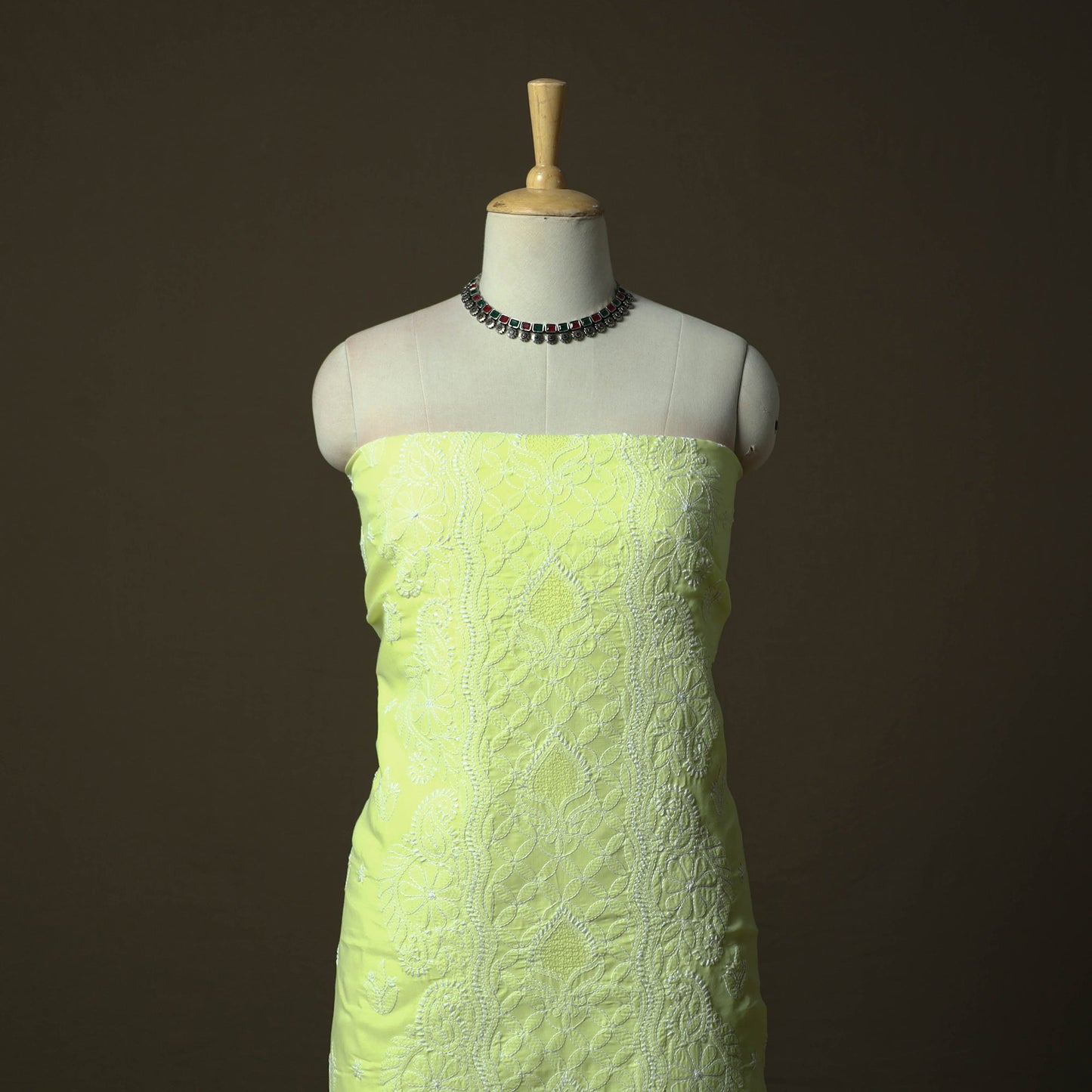 Green - lucknowi hand embroidered cotton chikankari 3pc