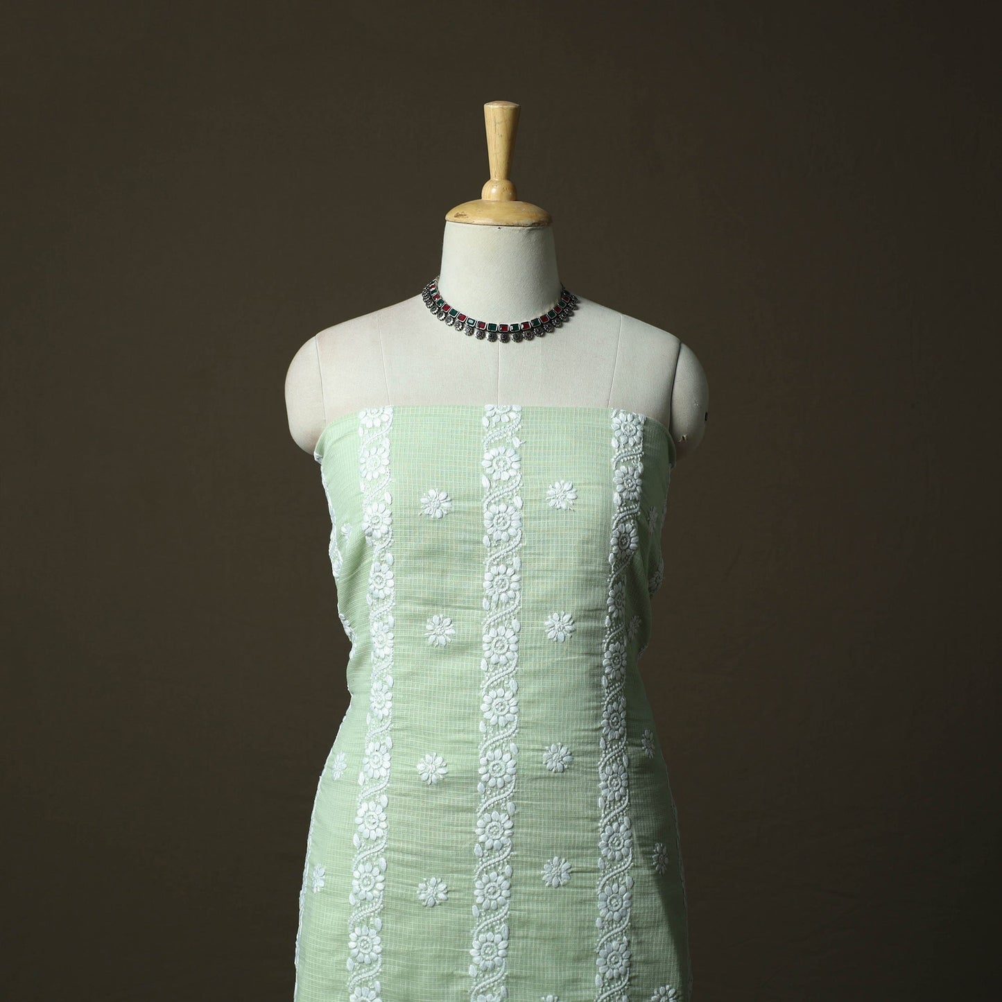 Lucknowi hand embroidered kota doria cotton chikankari 2pc