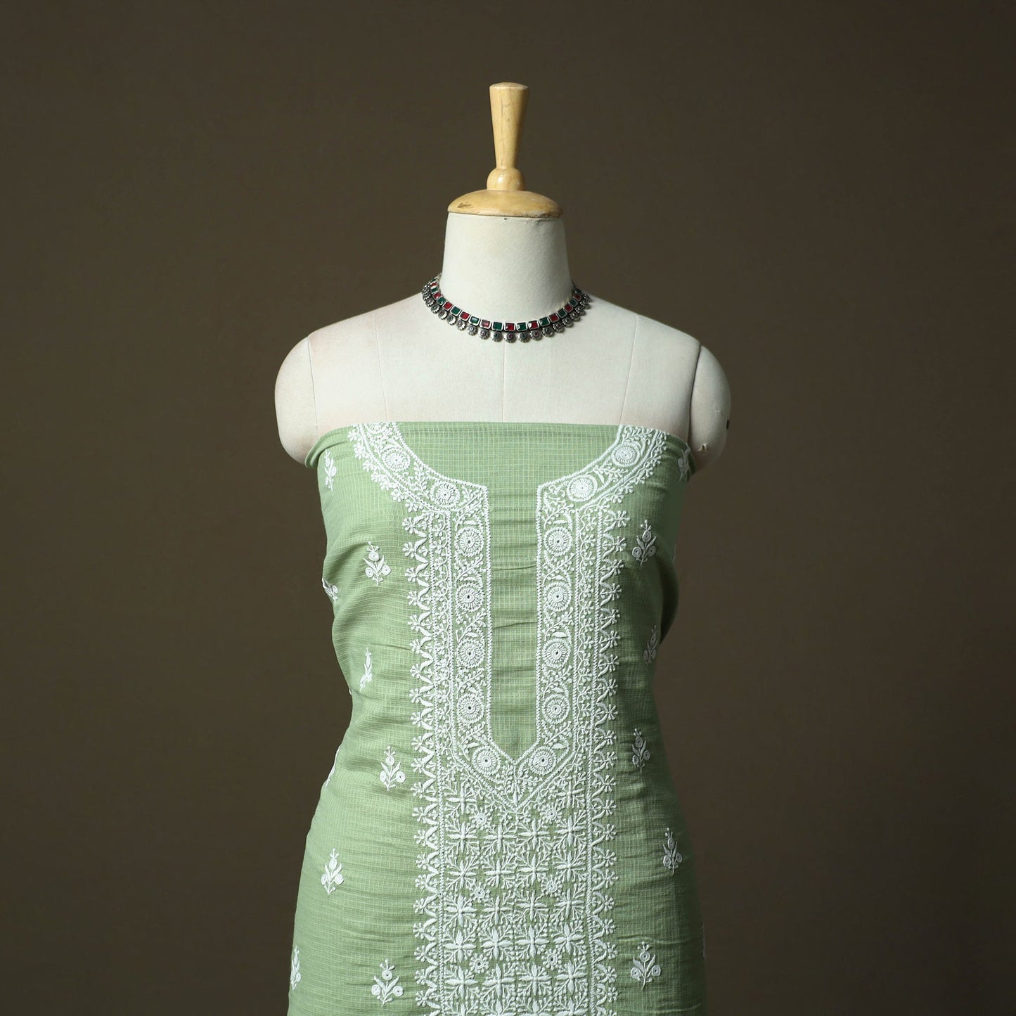 Lucknowi hand embroidered kota doria cotton chikankari 2pc