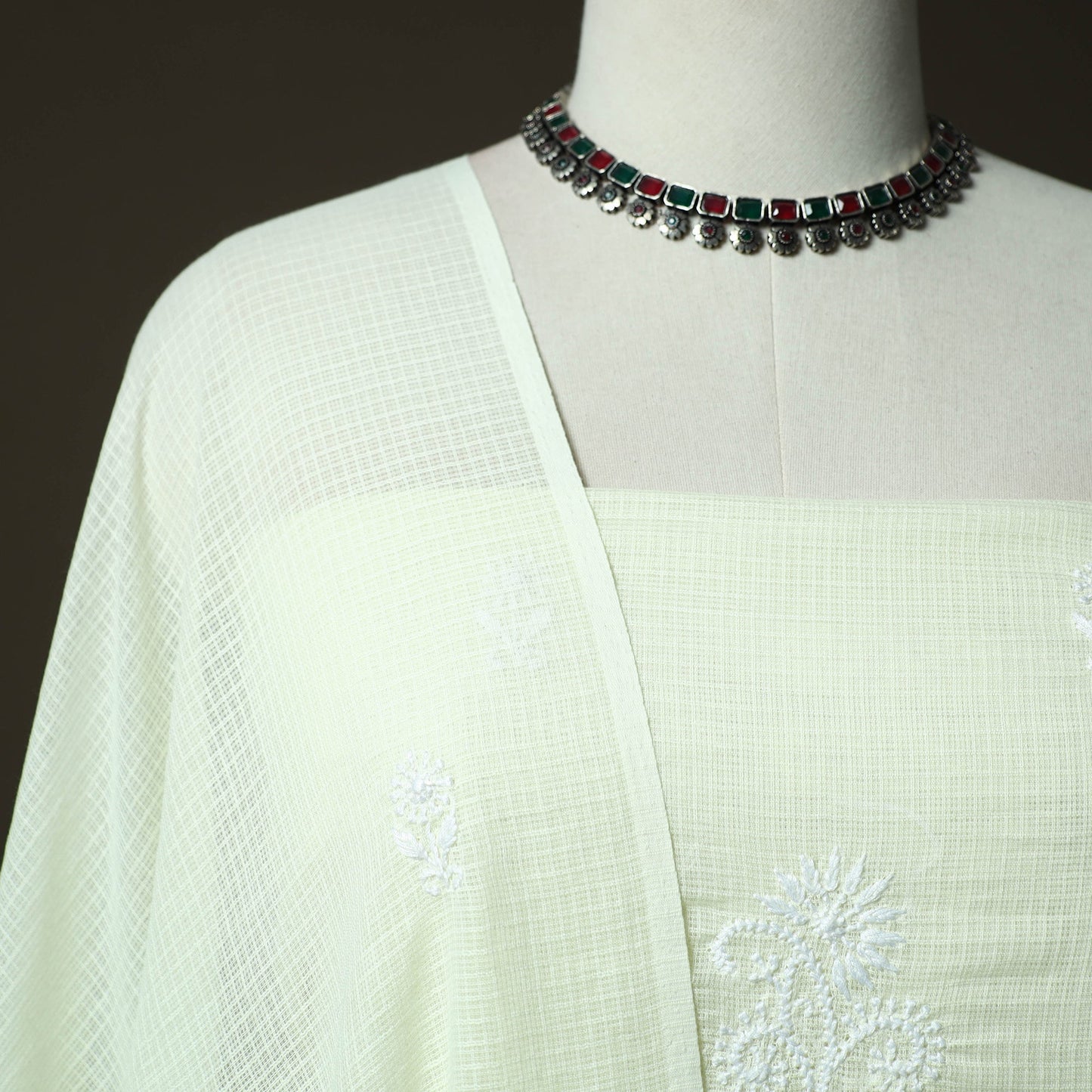 Lucknowi hand embroidered kota doria cotton chikankari 2pc