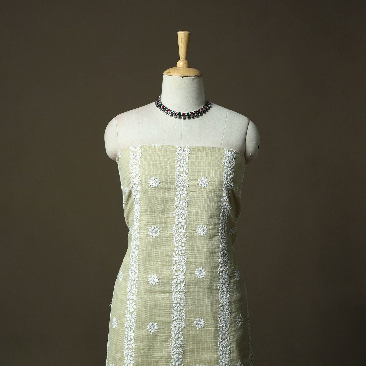 Lucknowi hand embroidered kota doria cotton chikankari 2pc