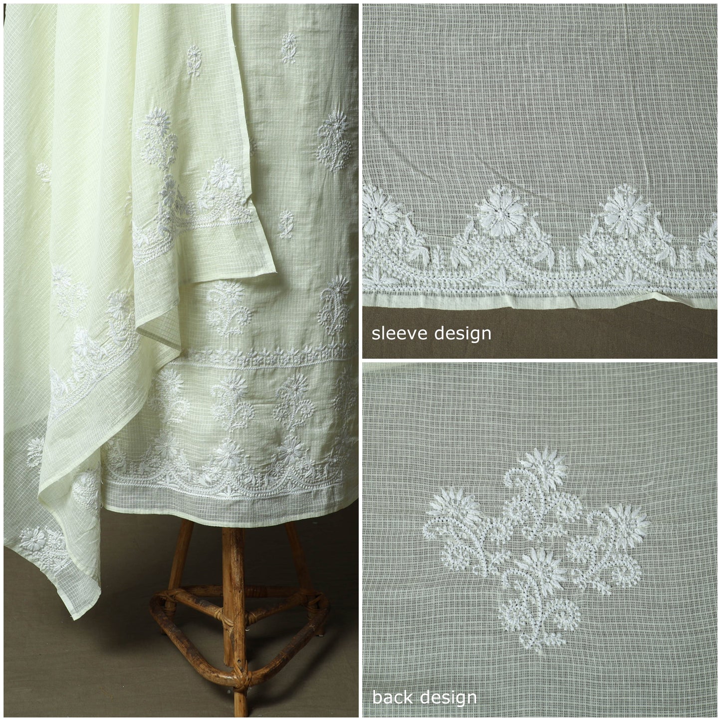 Lucknowi hand embroidered kota doria cotton chikankari 2pc