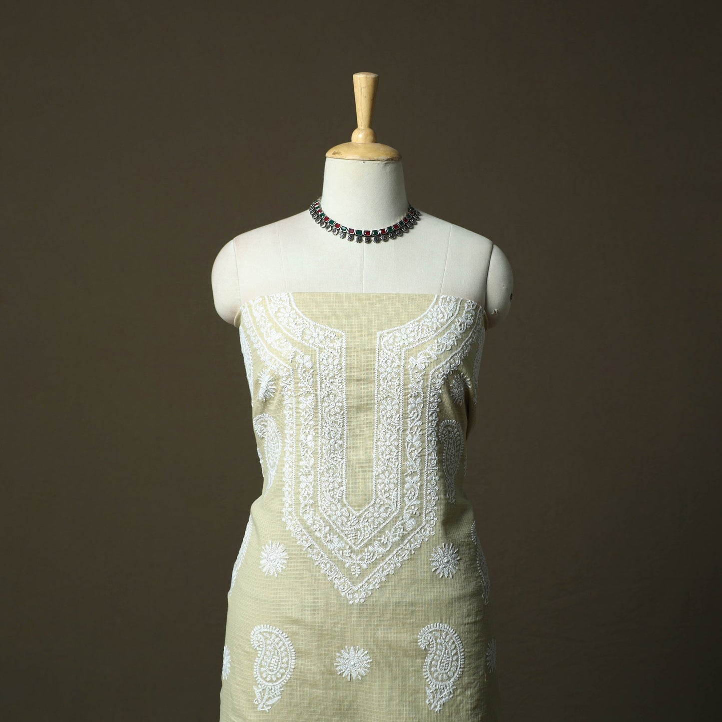 Lucknowi hand embroidered kota doria cotton chikankari 2pc