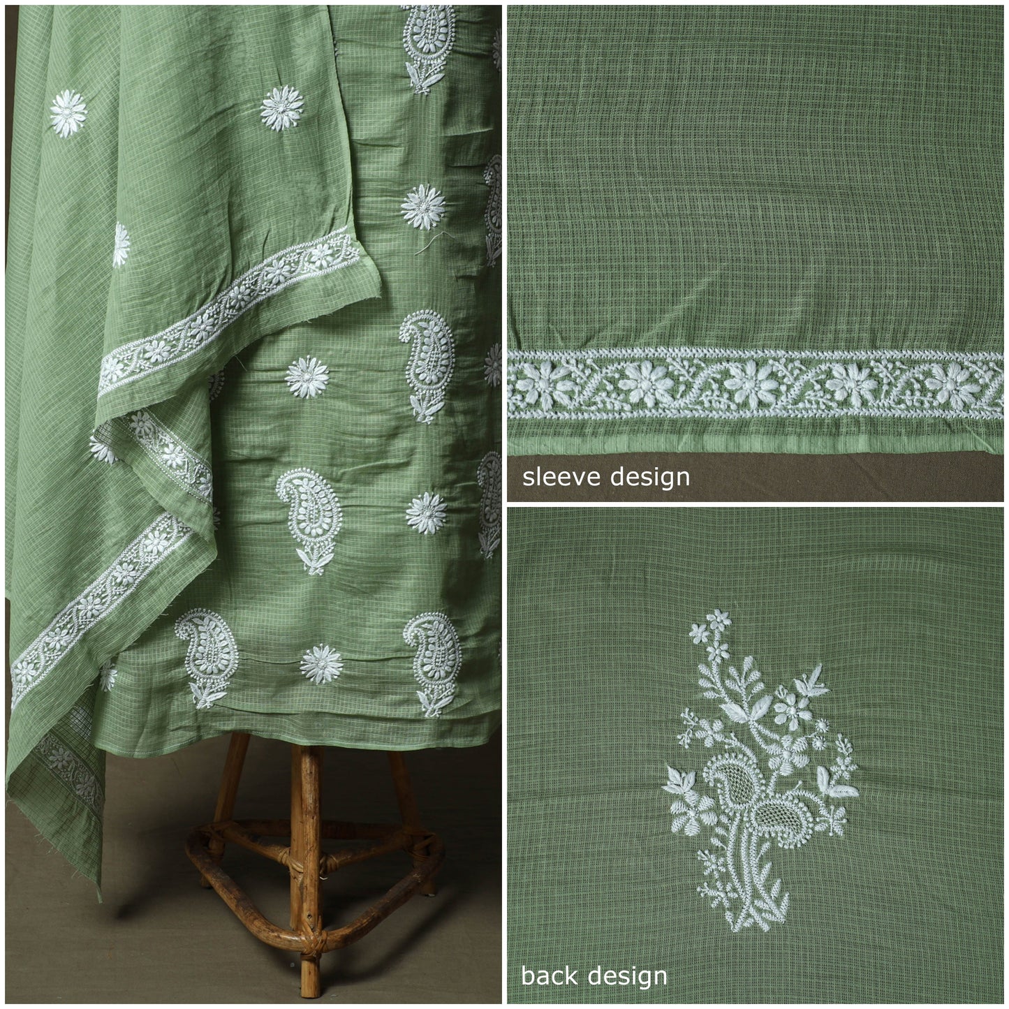 Lucknowi hand embroidered kota doria cotton chikankari 2pc