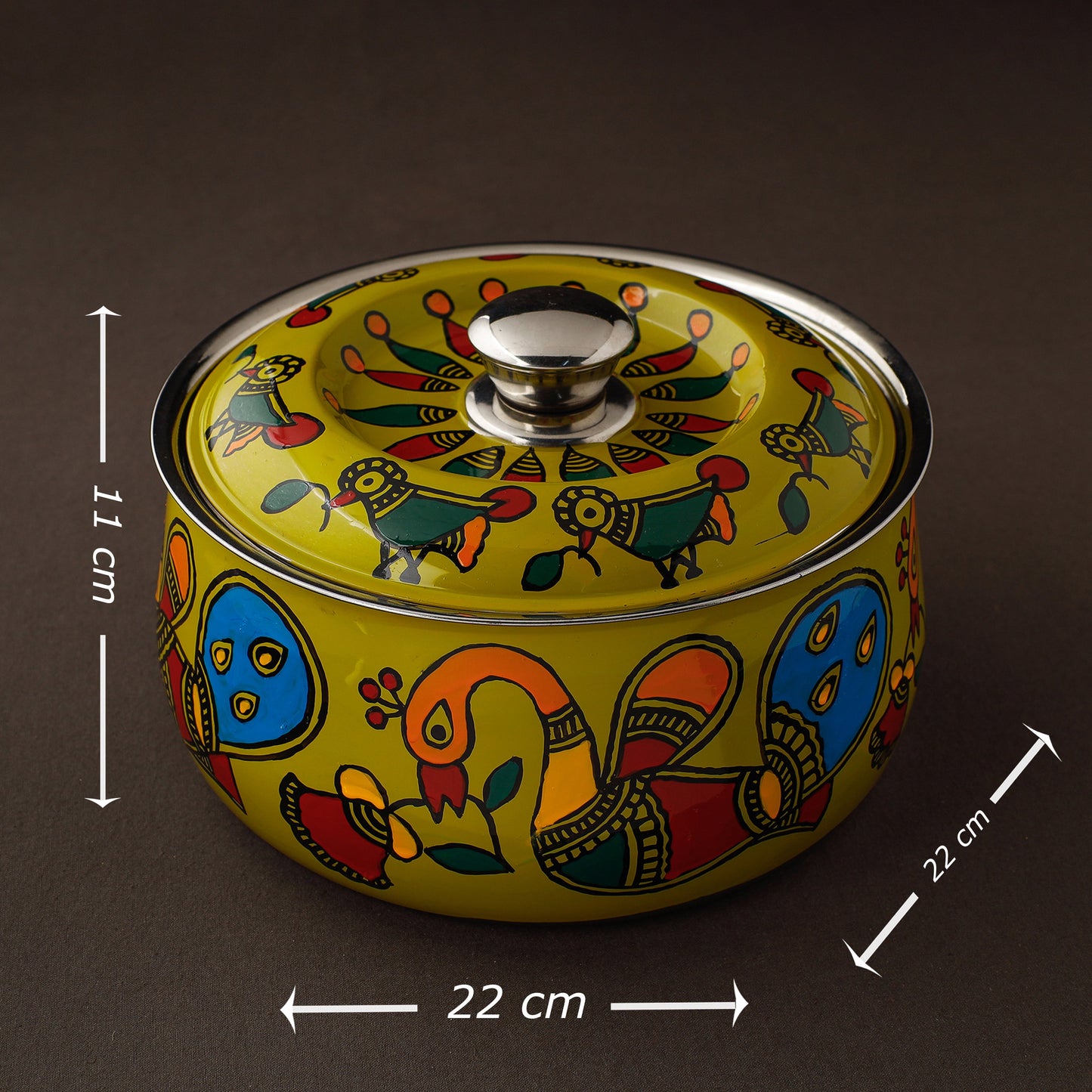  Madhubani Handpainted Stainless Steel Casserole 