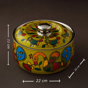  Madhubani Handpainted Stainless Steel Casserole 