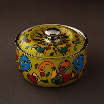  Madhubani Handpainted Stainless Steel Casserole 