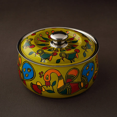  Madhubani Handpainted Stainless Steel Casserole 