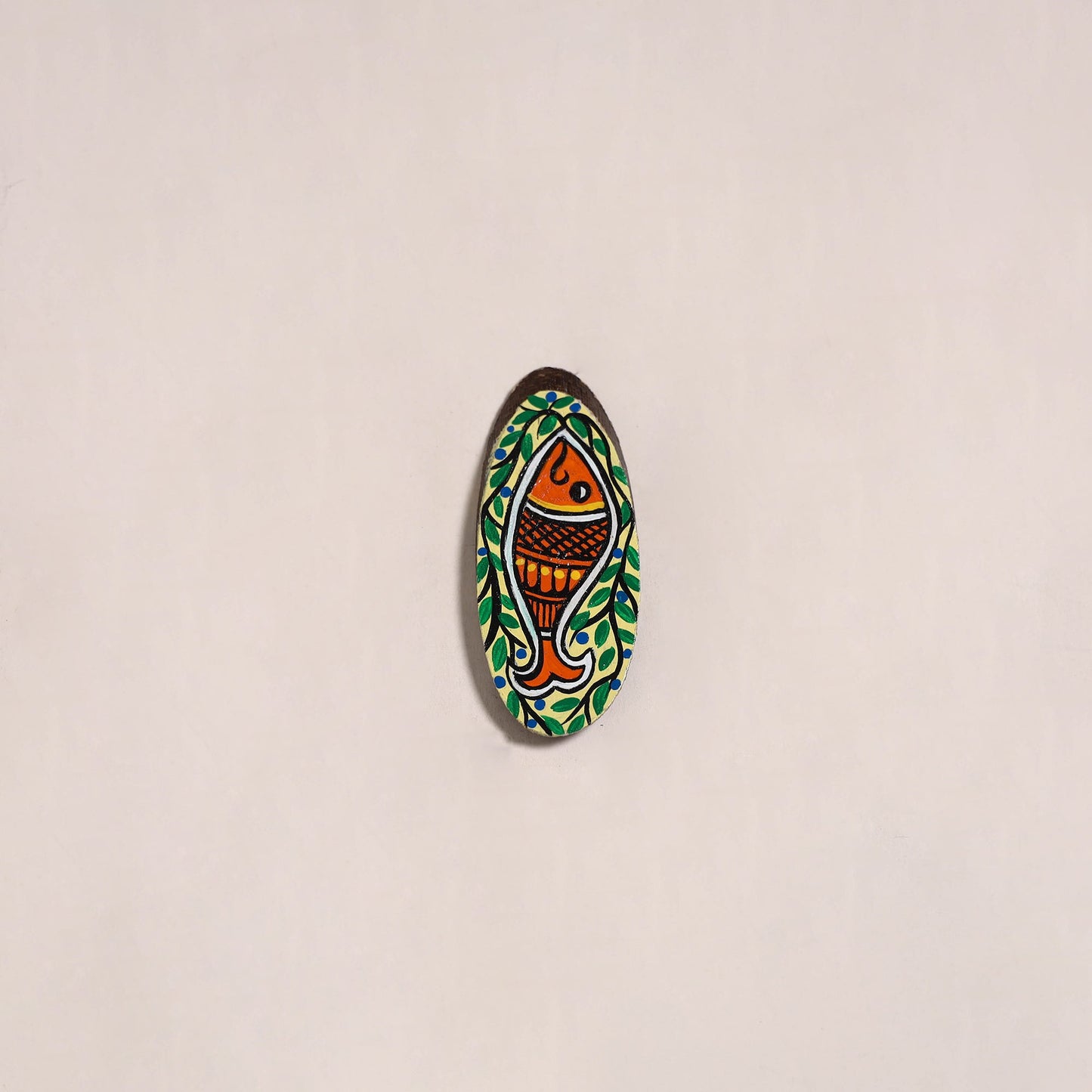 Madhubani handpainted wooden fridge magnet 18 - handcrafted