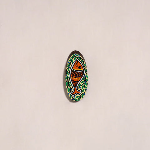 Madhubani handpainted wooden fridge magnet 18 - handcrafted