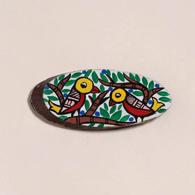 Madhubani handpainted wooden fridge magnet 22 - handcrafted