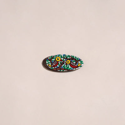 Madhubani handpainted wooden fridge magnet 22 - handcrafted