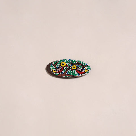 Madhubani handpainted wooden fridge magnet 22 - handcrafted