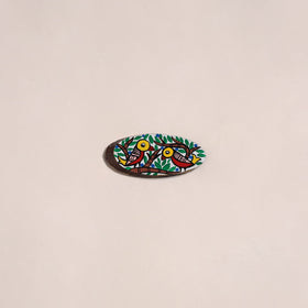 Madhubani handpainted wooden fridge magnet 22 - handcrafted