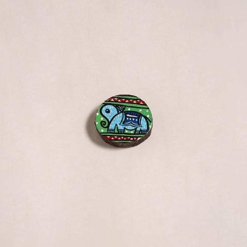 Madhubani handpainted wooden fridge magnet 35 - handcrafted