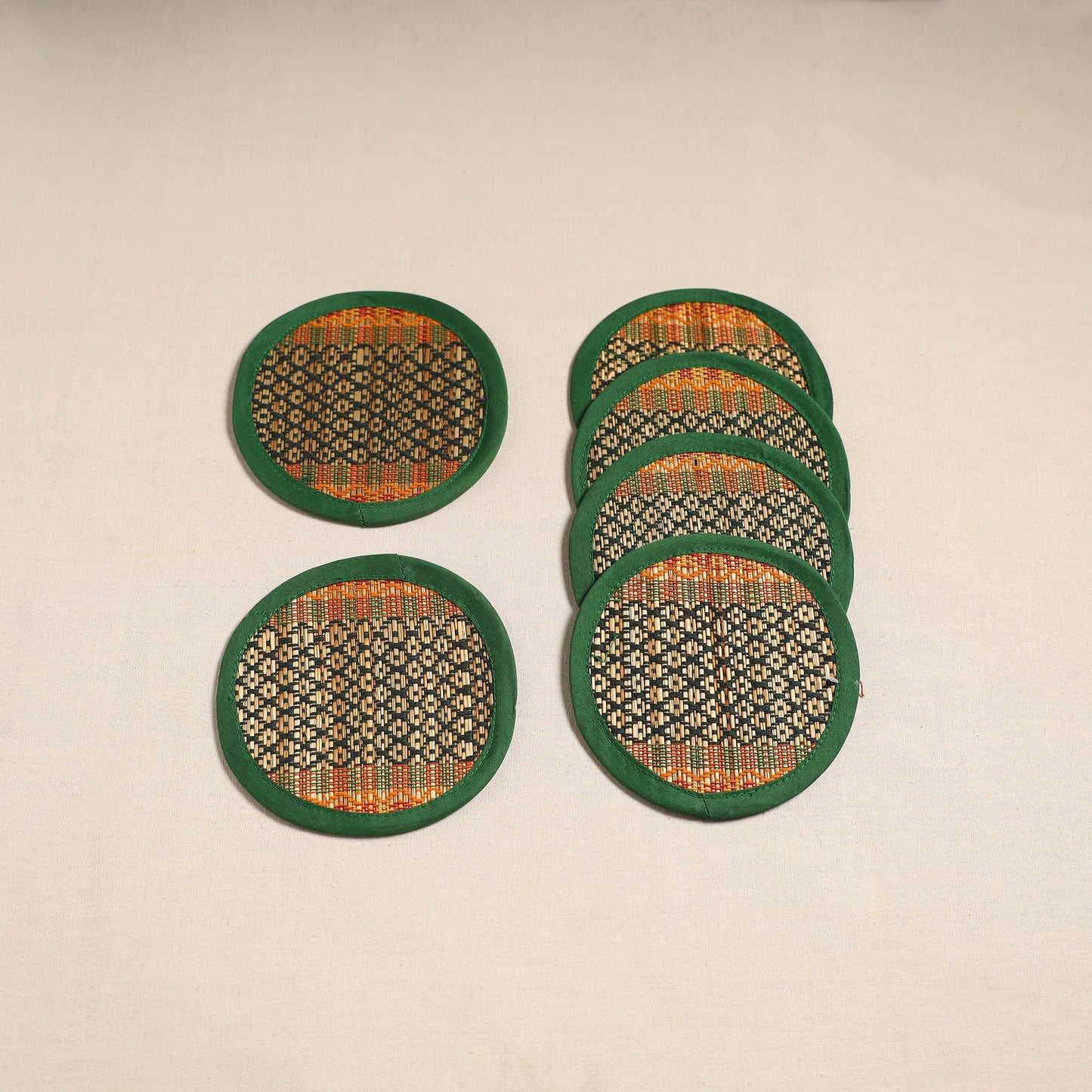 Madur grass round coaster of midnapore (set 6) 08