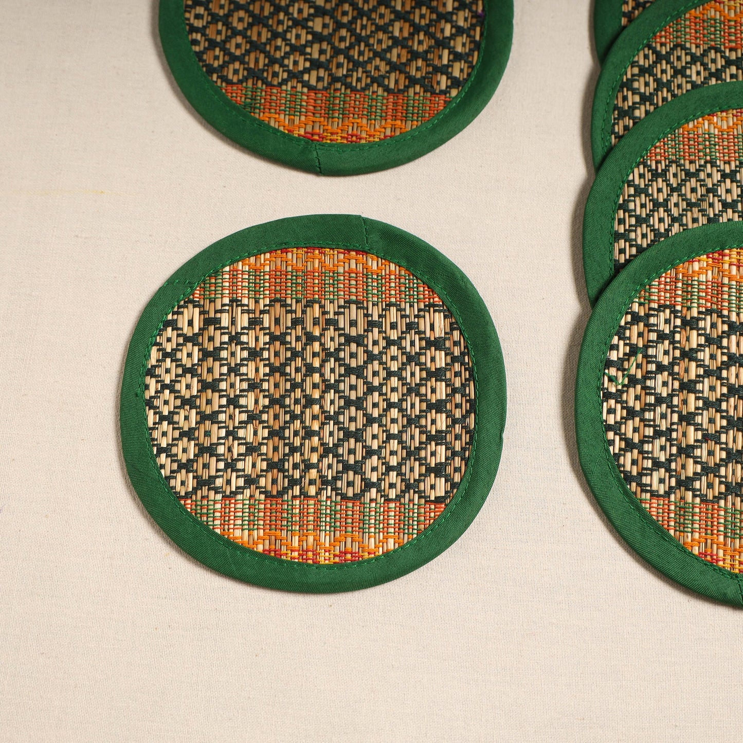 Madur grass round coaster of midnapore (set 6) 08