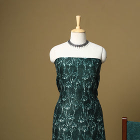 Green - maheshwari silk bagru hand 3pc unstitched dress