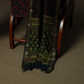 Maheshwari silk hand block ajrakh print 3pc unstitched