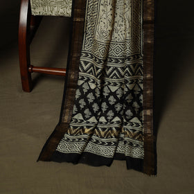 Maheshwari silk hand block bagru print 3pc unstitched dress