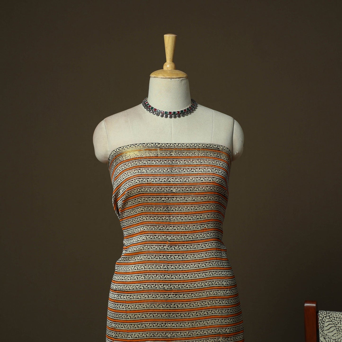 Maheshwari silk hand block bagru print 3pc unstitched dress