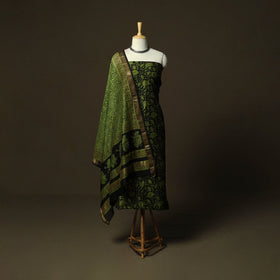 Maheshwari silk hand block bagru print 3pc unstitched dress