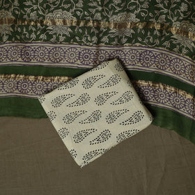 Maheshwari silk hand block bagru print 3pc unstitched dress