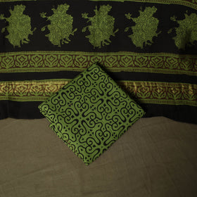 Maheshwari silk hand block bagru print 3pc unstitched dress