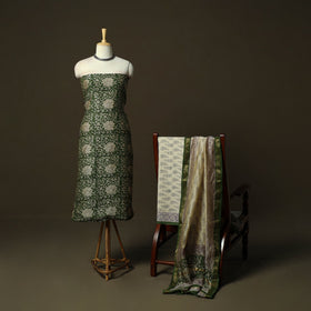 Maheshwari silk hand block bagru print 3pc unstitched dress