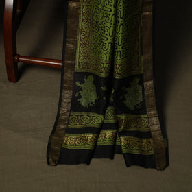 Maheshwari silk hand block bagru print 3pc unstitched dress