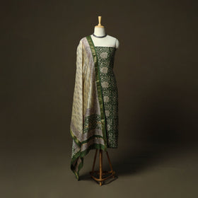 Maheshwari silk hand block bagru print 3pc unstitched dress