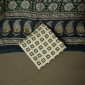 Maheshwari silk hand block bagru print 3pc unstitched dress