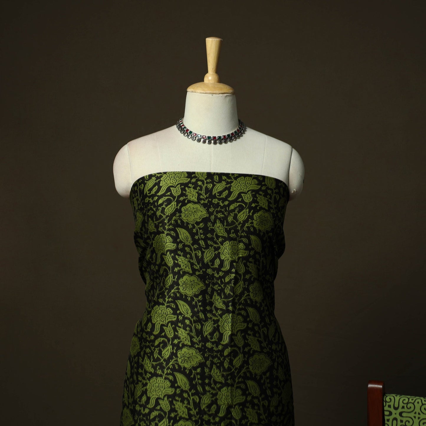 Maheshwari silk hand block bagru print 3pc unstitched dress