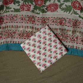 Maheshwari silk hand block sanganeri print 3pc unstitched