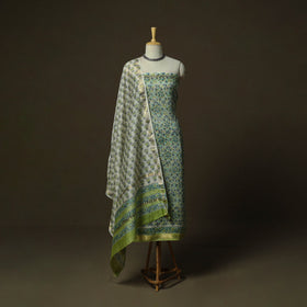 Maheshwari silk hand block sanganeri print 3pc unstitched