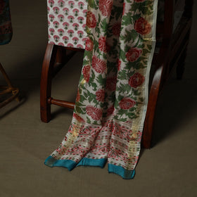 Maheshwari silk hand block sanganeri print 3pc unstitched