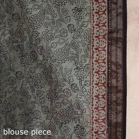 Green - maheshwari silk natural dyed bagh saree with zari