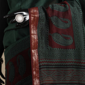 Green - maheshwari silk natural dyed bagh saree with zari