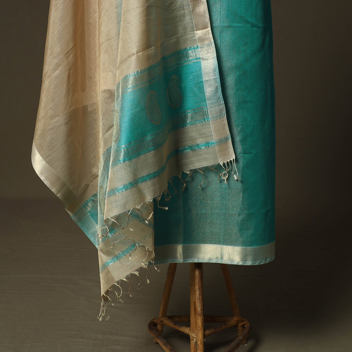 Maheshwari silk tissue zari handloom 2pc unstitched dress