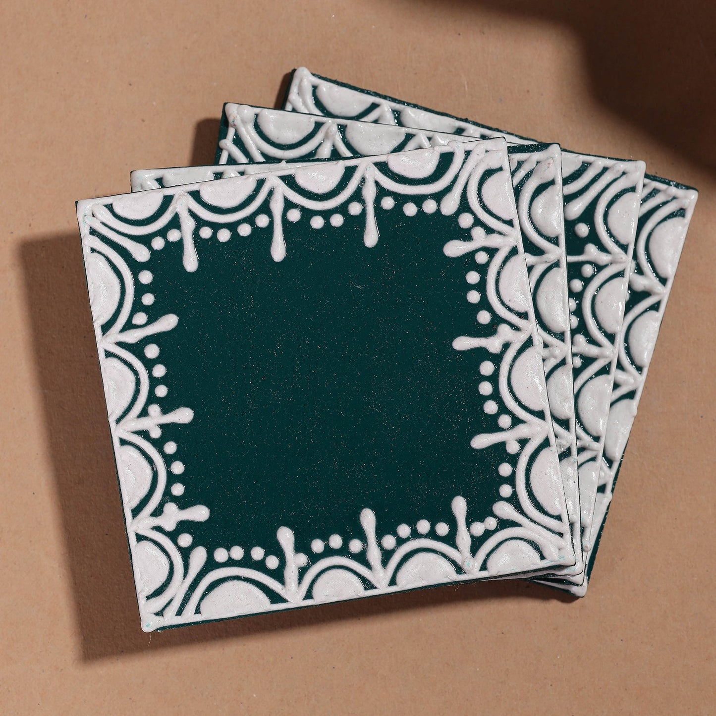  Mandana Art Handpainted Paper Mache Coasters 